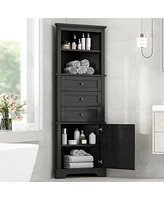 Casainc 68.9"H Triangle Tall Cabinet with 3 Drawers and Adjustable Shelves for Bathroom/Living Room