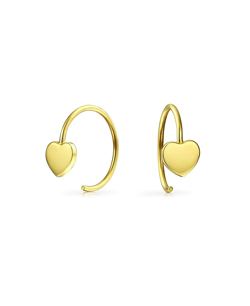 Bling Jewelry Initials Letter A Tiny Minimalist 14K Gold Mini Hoop Threader Earrings For Women