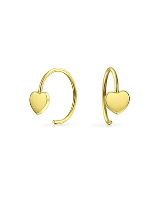 Bling Jewelry Initials Letter A Tiny Minimalist 14K Gold Mini Hoop Threader Earrings For Women