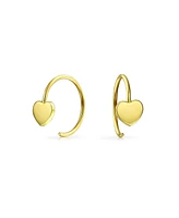 Bling Jewelry Initials Letter A Tiny Minimalist 14K Gold Mini Hoop Threader Earrings For Women