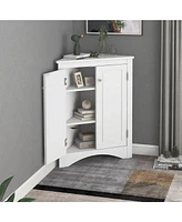 Casainc 31.5"H Triangle Corner Cabinet, Adjustable Shelves