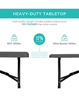 Best Choice Products 4ft Plastic Folding Table, Indoor Outdoor Heavy Duty Portable w/ Handle