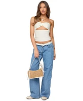Edikted Women's Textured Knit Strapless Cutout Top