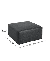 Modern Faux Leather Ottoman Square Footrest with Foam Cushion Modular Sectional for Living Room Seating or Coffee Table Use-The Pop Home