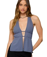 Edikted Women's Nikole Split Front Backless Halter Top
