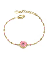 14K Gold Plated with Pink Donut Charm Bracelet