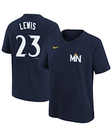 Nike Big Boys and Girls Royce Lewis Navy Minnesota Twins Fuse City Connect Name Number T-Shirt