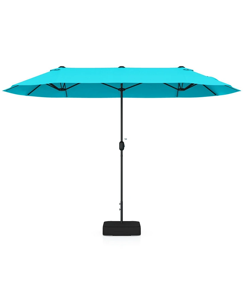13 Feet Double-Sided Patio Twin Table Umbrella with Crank Handle