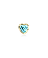 Bling Jewelry Tiny Cubic Zirconia Cartilage Ear Lobe Piercing Yellow 14K Gold Cz Halo Heart Stud Earring 1 Piece Helix Daith Screw Back 4MM