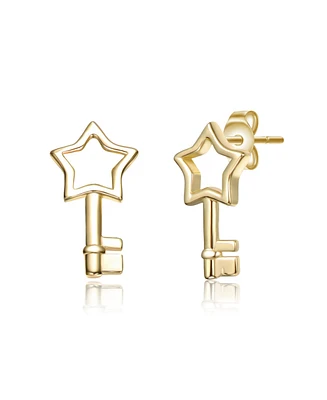 Kids 14K Gold Plated Star Key Drop Earrings