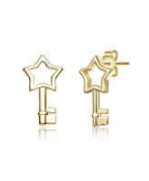 Kids 14K Gold Plated Star Key Drop Earrings