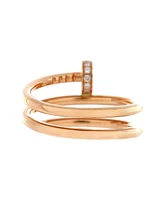Pre-Owned Cartier Small Juste un Clou Double Ring 18K Rose Gold and Diamonds
