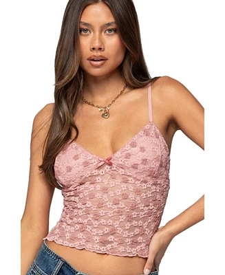 Edikted Women's Floral Textured Lace Tank Top