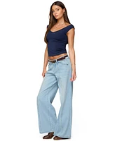 Edikted Women's Charlie Panel Stitch Low Rise Jeans