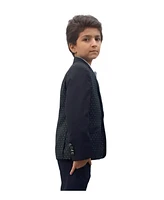 Elie Balleh Boys Black Slim Fit Diamond Dots Blazer