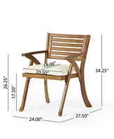 5-Piece Acacia Wood Dining Set With Cushions