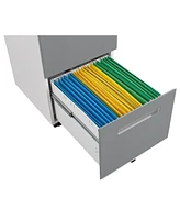 3 Drawer Mobile Locking File Cabinet, Rolling Filing Cabinet for Letter/A4 Size With 5 Wheels, Grey