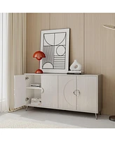 Modern Lacquered 4 Door Wooden Cabinet Sideboard Buffet Server Cabinet Storage Cabinet, for Living Room, Entryway, Hallway, Office, Kitchen and Dining