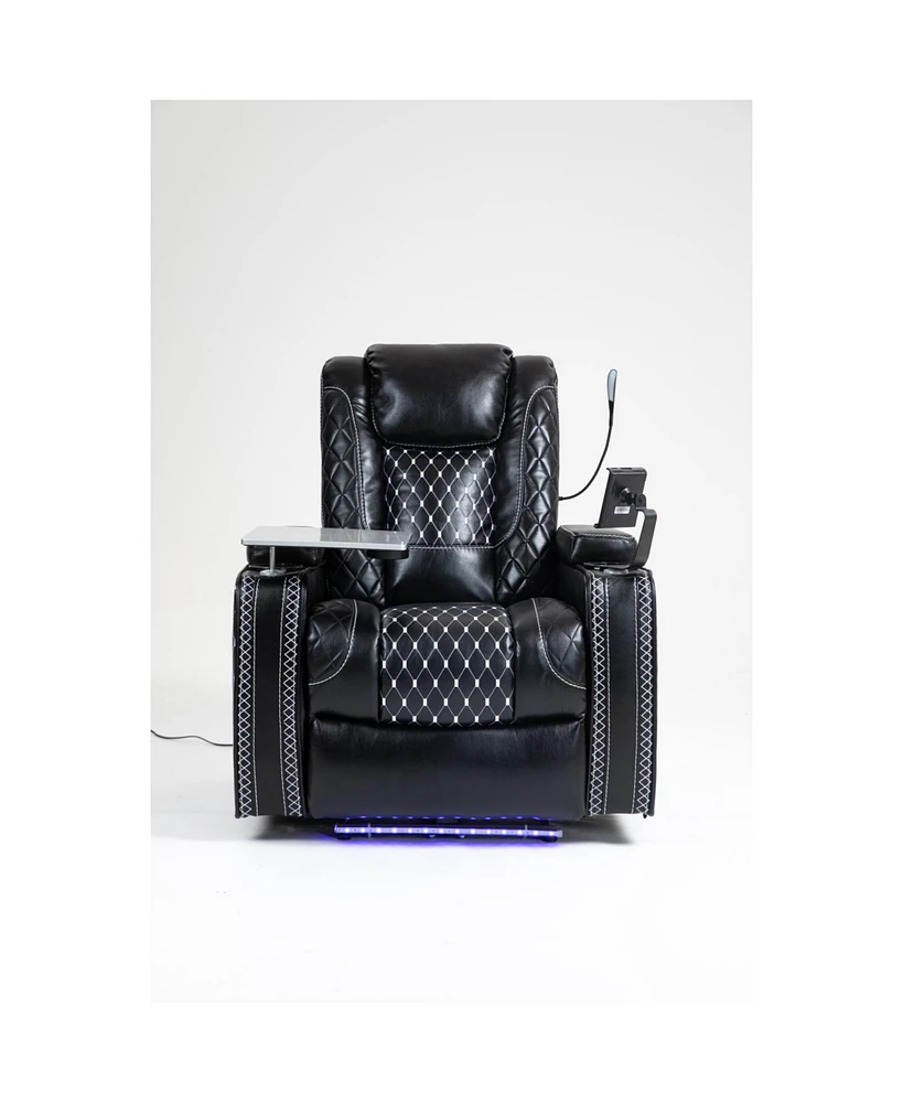 Power Zero Gravity Recliner with Multifunctional Features - Storage Armrest & Cup Holder - Laptop Table & Phone Holder- Reading Light & Led