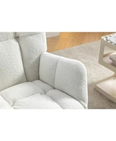 Teddy Fabric Rocking Chair With Adjustable Footrest,Ivory