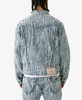 True Religion Men's Oversized Distressed Rope Stitch Jacket