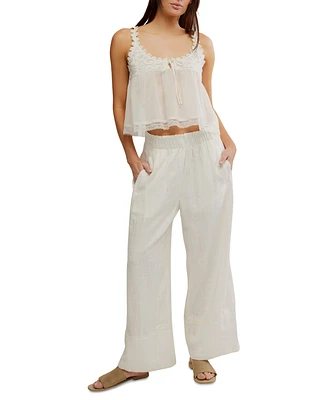 Free People Women's Days End Linen-Blend Pull-On Pants