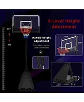 Portable Basketball Hoop System ,8-10ft Height Adjustable for Youth Adults Led Basketball Hoop Lights