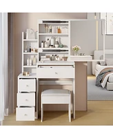 Small Space Vanity Set with Mirror & Stool