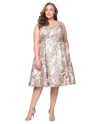 Alex Evenings Plus Metallic Jacquard A-Line Dress