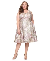 Alex Evenings Plus Metallic Jacquard A-Line Dress