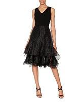 White Tie by Shani Women's V-Neck Sleeveless Fit & Flare Dress