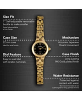 Peugeot Women's Small Face Gold-Tone Link Watch with Gold-Tone Metal Bracelet