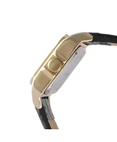 Peugeot Women's 34x24mm Tank Watch with Crystal Bezel Leather Strap