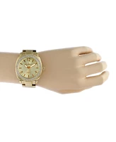Peugeot Women's 40mm Gold Boyfriend Bracelet Watch with Crystal Bezel