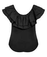 City Chic Plus Frill Shoulder Bodysuit