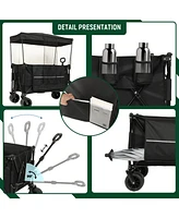 Heavy Duty Collapsible Wagon with Canopy & Big Wheels