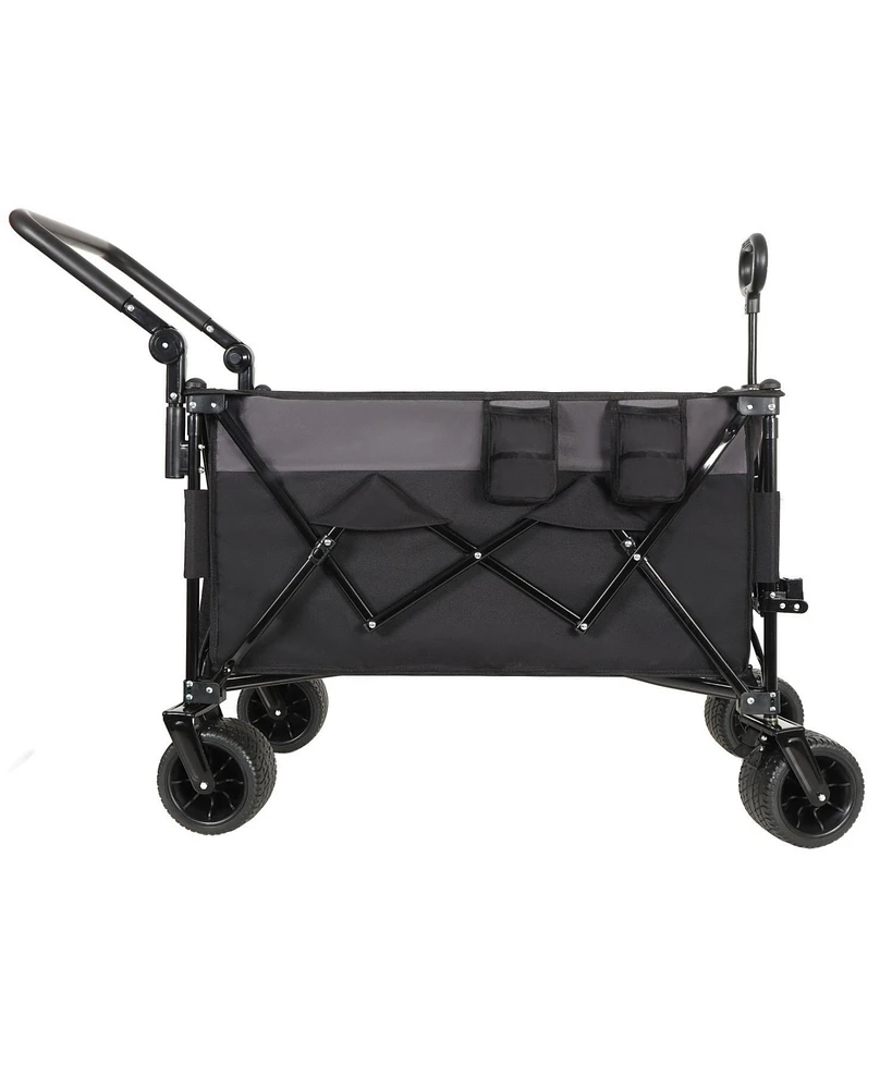 Folding Wagon Cart - Heavy Duty, All-Terrain, Black/Gray