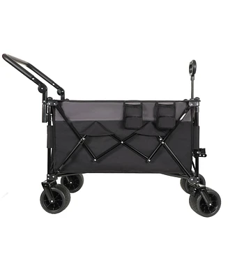 Folding Wagon Cart - Heavy Duty, All-Terrain, Black/Gray