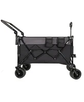 Folding Wagon Cart - Heavy Duty, All-Terrain, Black/Gray