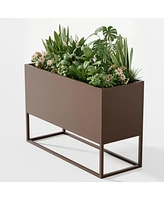 Large Metal Planter with Shelves & Drainage