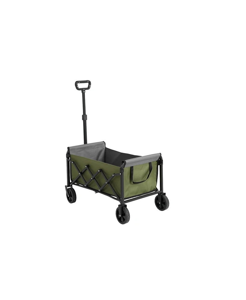 Folding Beach Wagon - Heavy Duty, Portable, Outdoor Cart - Army Green