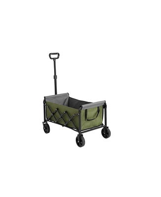Folding Beach Wagon - Heavy Duty, Portable, Outdoor Cart - Army Green