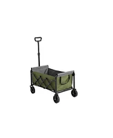 Folding Beach Wagon - Heavy Duty, Portable, Outdoor Cart - Army Green