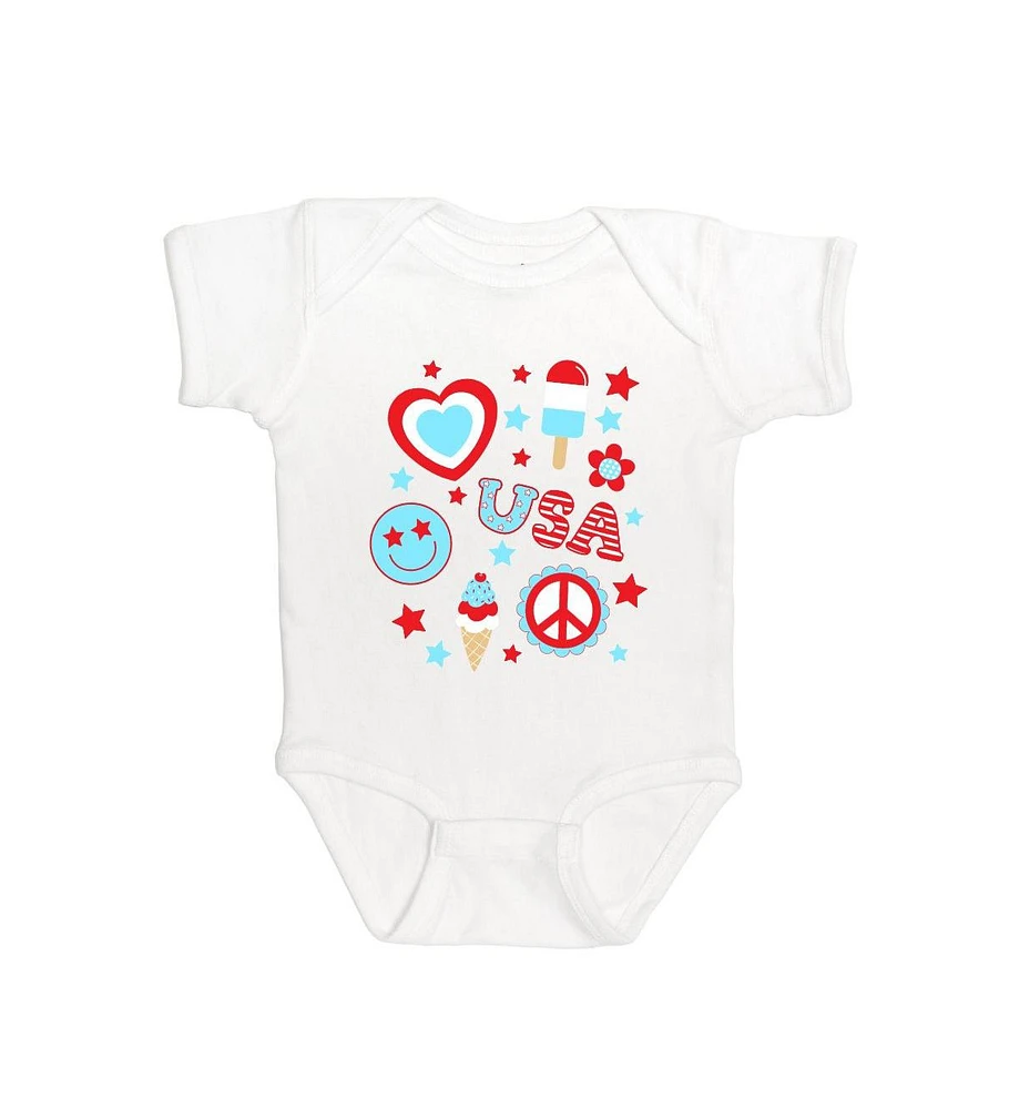 Sweet Wink Baby Girls 4th Of July Doodle Short Sleeve Bodysuit