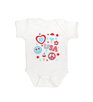Sweet Wink Baby Girls 4th Of July Doodle Short Sleeve Bodysuit