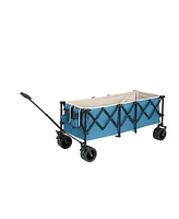 Foldable Utility Wagon with All-Terrain Wheels - Blue