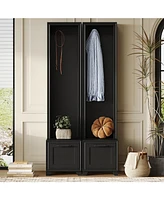 Hall Tree Set of 2: Coat Rack, Bench & Storage