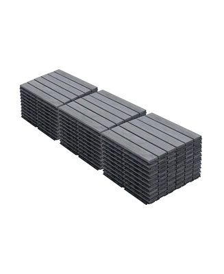 30-Piece Acacia Wood Deck Tiles - Striped, Light Gray