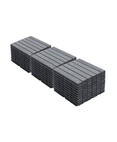 30-Piece Acacia Wood Deck Tiles - Striped, Light Gray