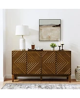 Walnut Farmhouse Buffet Cabinet - 60.5" Sideboard